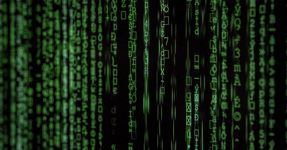 Digital data matrix representing personal data flowing through connected systems